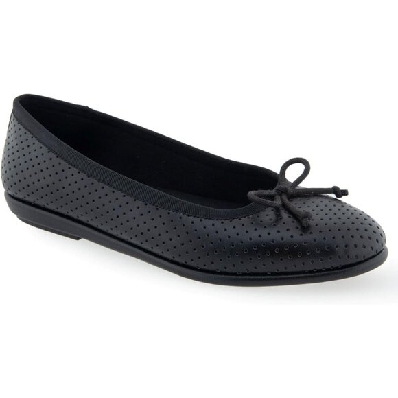 Aerosoles Women Black Perf Synthetic Polyurethane Closed Slip On Ballet Flat - Picture 2 of 7